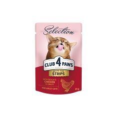 Вологий корм для кішок Club 4 Paws Selection Плюс Смужки з куркою в соусі 85 г (4820215368094)