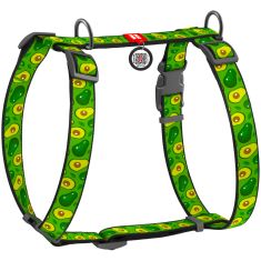 Шлея для собак WAUDOG Nylon з QR паспортом анатомічна H-подібна "Авокадо" M (5550)