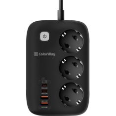 Мережевий фільтр живлення ColorWay CW-CHE34PDB 3 роз/4USB GaN3 Pro (CW-CHE34PDB)