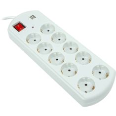Мережевий фільтр живлення PowerPlant 10м, 10 розеток, USB, євро, 100% мідь (YS-N6065/10) (EX610563)