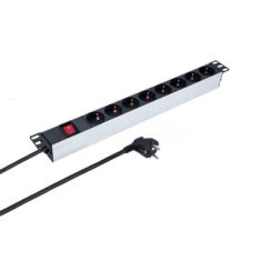 Силовий блок Kingda 19" 1U 8xSchuko, вимикач, кабель 2м (KD-PDU-GM-1U-P8)