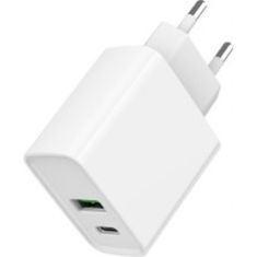 Зарядний пристрій Gembird USB-A + Type-C (PD20W + QC3.0 18W) white (TA-UC-PDQC20-01-W)