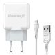 Зарядний пристрій Grand-X USB 5V 2,1A White + cable USB -> micro USB, Cu (CH-03UMW)