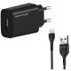 Зарядний пристрій Grand-X Quick Charge QС3.0, + cable USB -> Type C 1m (CH-550TC)