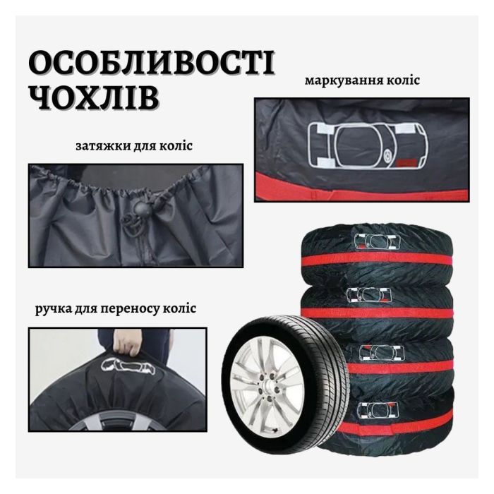 Чохол для зберігання автомобільних коліс Poputchik М R14-17, 4 шт (16-001/4шт)