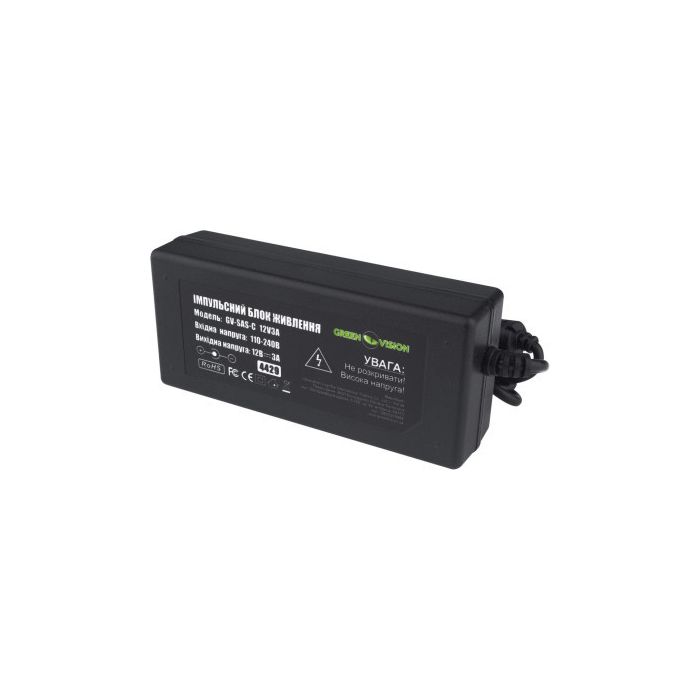 Блок живлення для систем відеоспостереження Greenvision GV-SAS-C 12V3A (4429)