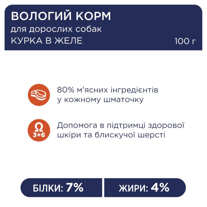 Вологий корм для собак Club 4 Paws з куркою в желе 100 г (4820083908880)