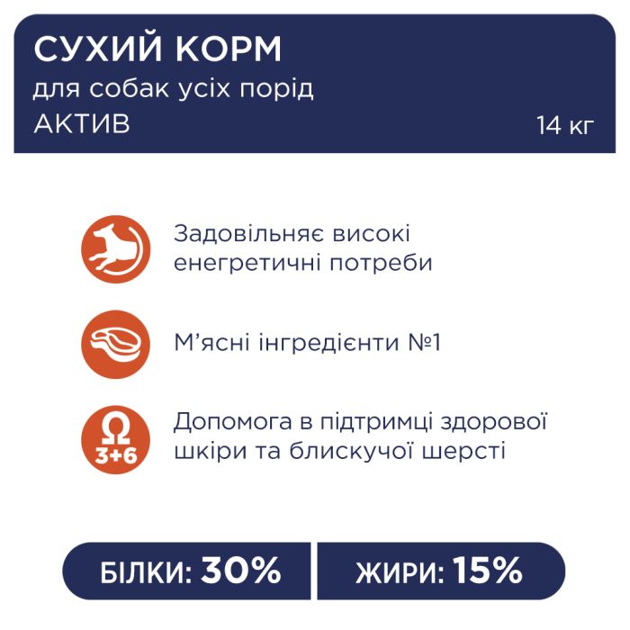 Сухий корм для собак Club 4 Paws Преміум. Актив 14 кг (4820083909559)