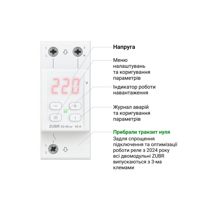 Реле напруги ZUBR D2-50 red (4820120221729)