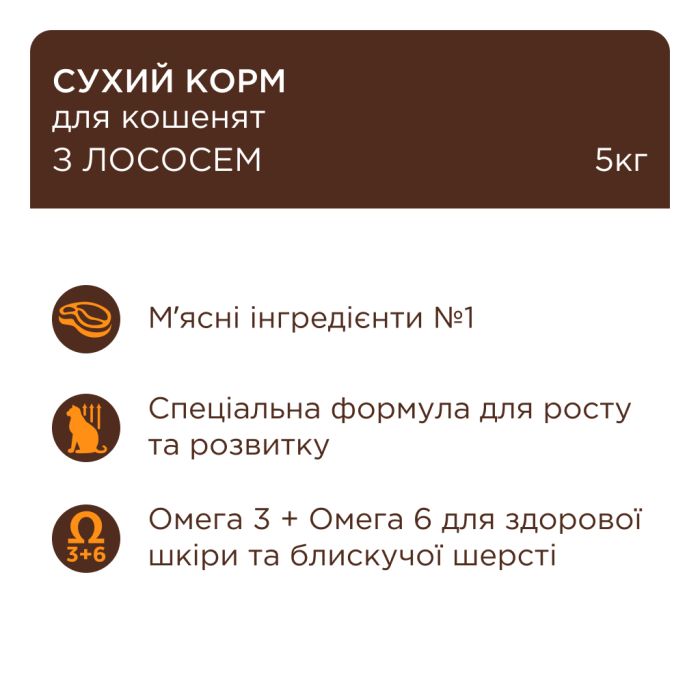 Сухий корм для кішок Club 4 Paws Premium для кошенят з лососем 5 кг (4820215369480)