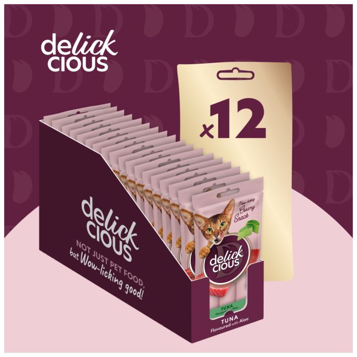 Ласощі для котів Delickcious Тунець з додаванням алое 4 х 15 г (4820269141605)