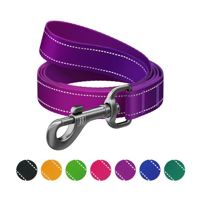 Повідець для собак WAUDOG Nylon Mono, світловідбивний M фіолетовий (52189)