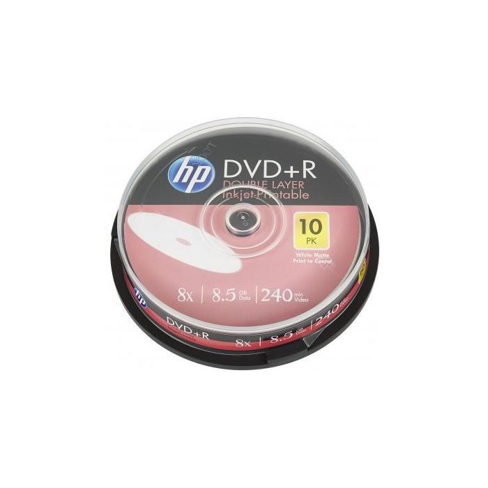 Диск DVD HP DVD+R 8.5GB 8X DL IJ PRINT 10шт Spindle (69306/DRE00060WIP-3)