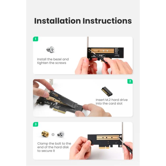 Контролер Ugreen PCI-E 3.0 for SSD M.2 (NVMe) x4 CM302 (70503)
