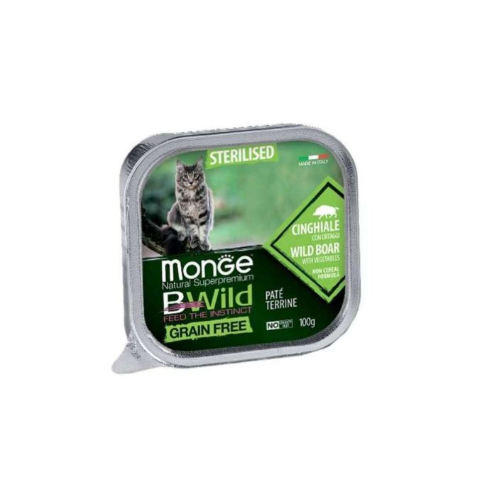 Паштет для котів Monge BWild Grain Free Wet Wild Boar Sterilised Cat 100 г (8009470012904)
