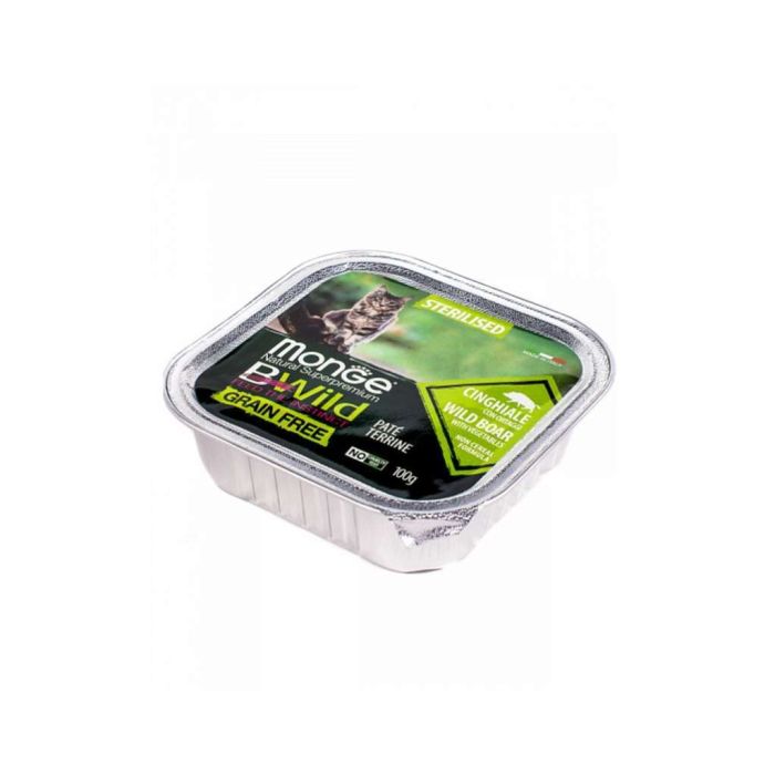 Паштет для котів Monge BWild Grain Free Wet Wild Boar Sterilised Cat 100 г (8009470012904)
