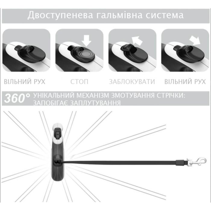 Повідець для собак WAUDOG R-leash ВАУ світловідбиваюча стрічка S 5 м (8124-0087-01)