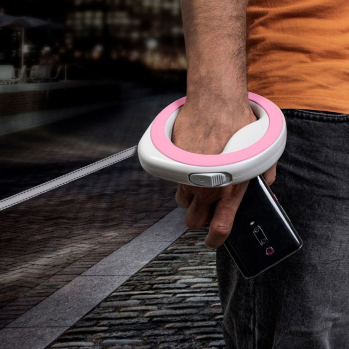 Повідець для собак WAUDOG R-leash світловідбиваюча стрічка XS-M до 40 кг 2.9 м рожевий (81277)