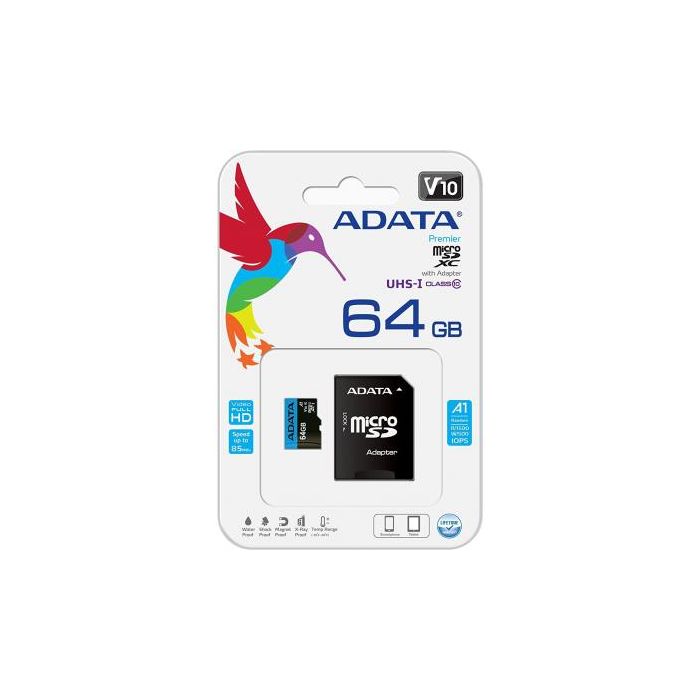 Карта пам'яті ADATA 64GB microSD class 10 UHS-I A1 Premier (AUSDX64GUICL10A1-RA1)