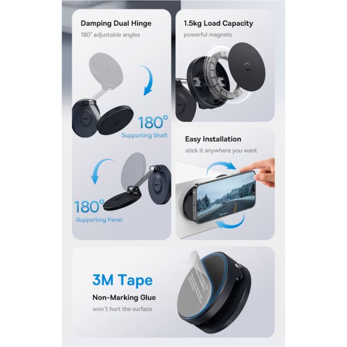 Універсальний автотримач Baseus MagPro Magnetic Foldable Phone Mount Cluster Black (B10564101121-00)