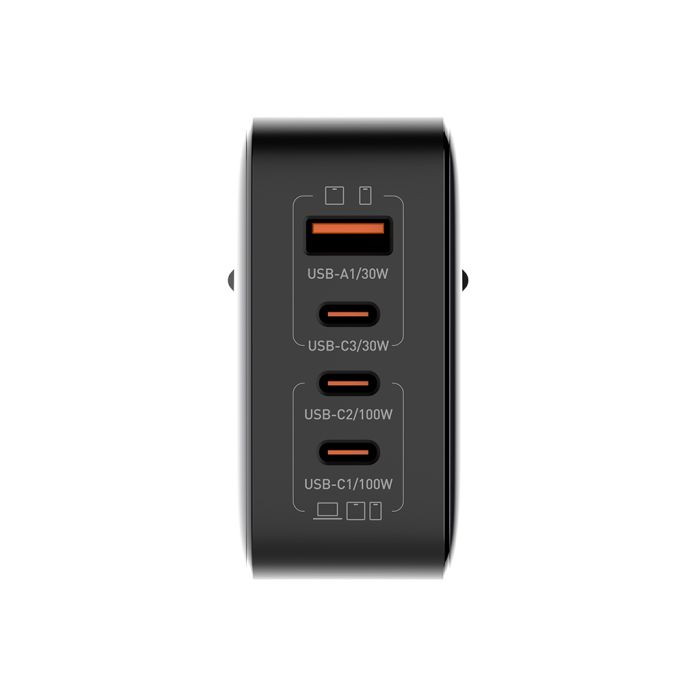 Зарядний пристрій ColorWay Power Delivery GaN (USB-A + 3USB TYPE-C) (100W) (CW-CHS047PD-BK)