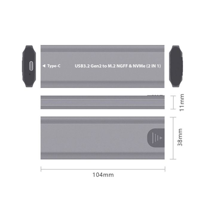 Кишеня зовнішня Dynamode M.2 SSD NVMe/SATA combo USB3.2 GEN2 USB-C (DM-CAD-SSD05)