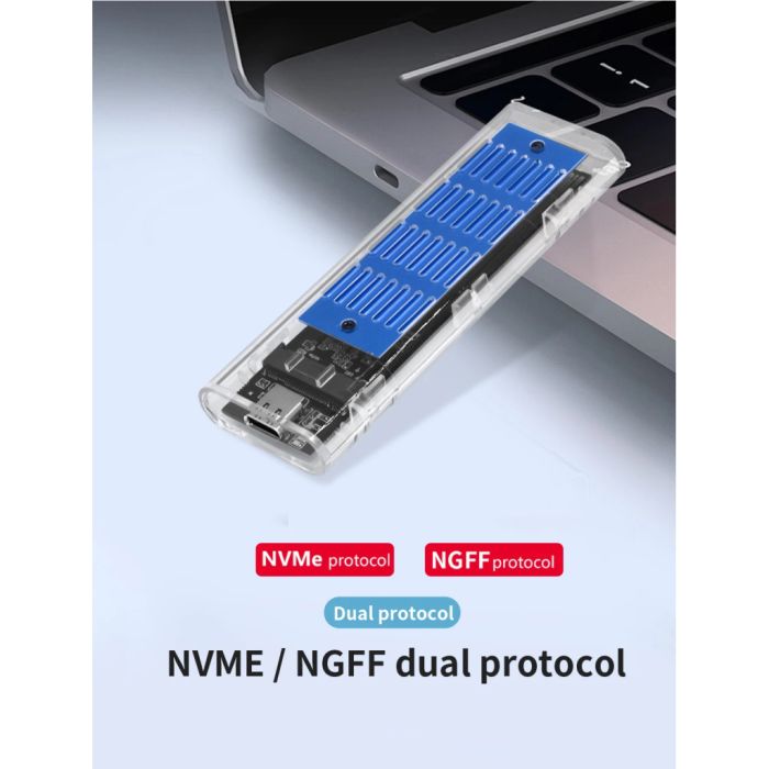 Кишеня зовнішня Dynamode M.2 SSD NVMe/SATA combo ч-з USB3.2 GEN2 Type-C (DM-CAD-SSD09)