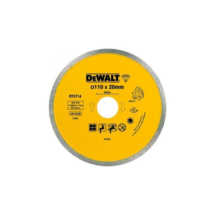 Круг відрізний DeWALT алмазный по керамике 110х1.6х20.0мм. (DT3714)