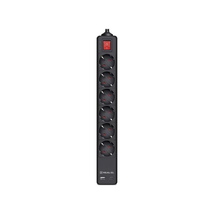 Мережевий фільтр живлення REAL-EL RS-PROTECT 605 3m, black (EL122300041)