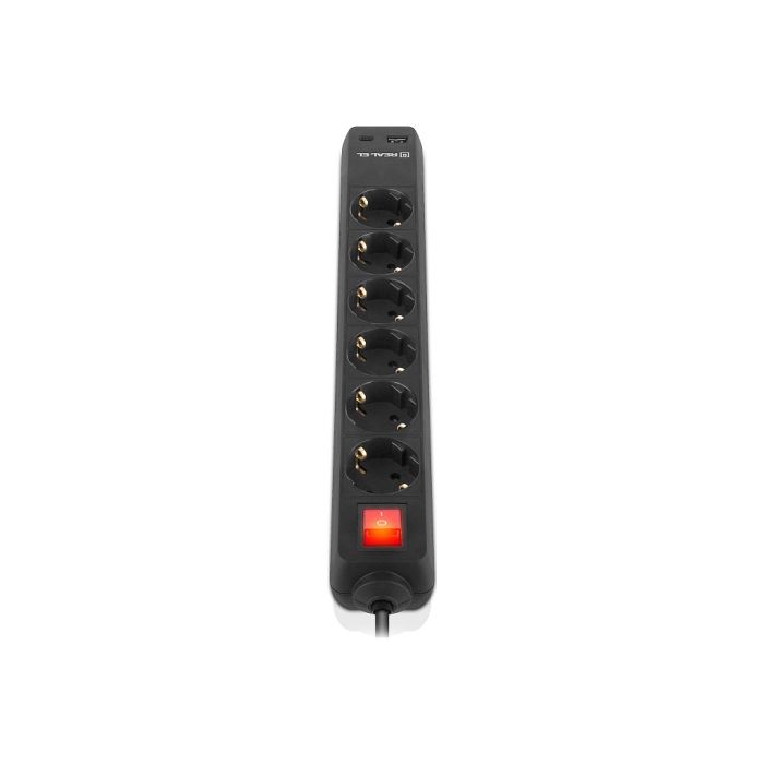 Мережевий фільтр живлення REAL-EL RS-PROTECT 605 3m, black (EL122300041)