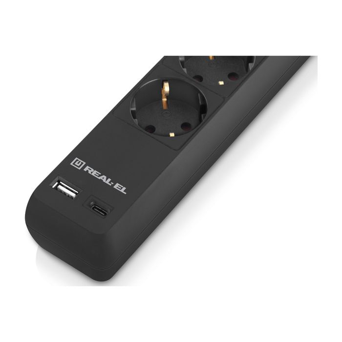 Мережевий фільтр живлення REAL-EL RS-PROTECT 605 3m, black (EL122300041)