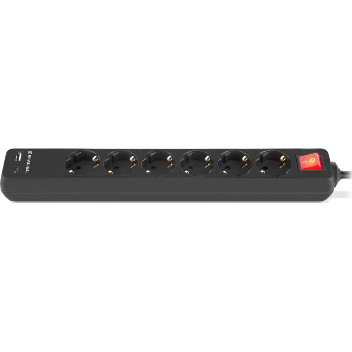 Мережевий фільтр живлення REAL-EL RS-PROTECT 605 3m, black (EL122300041)