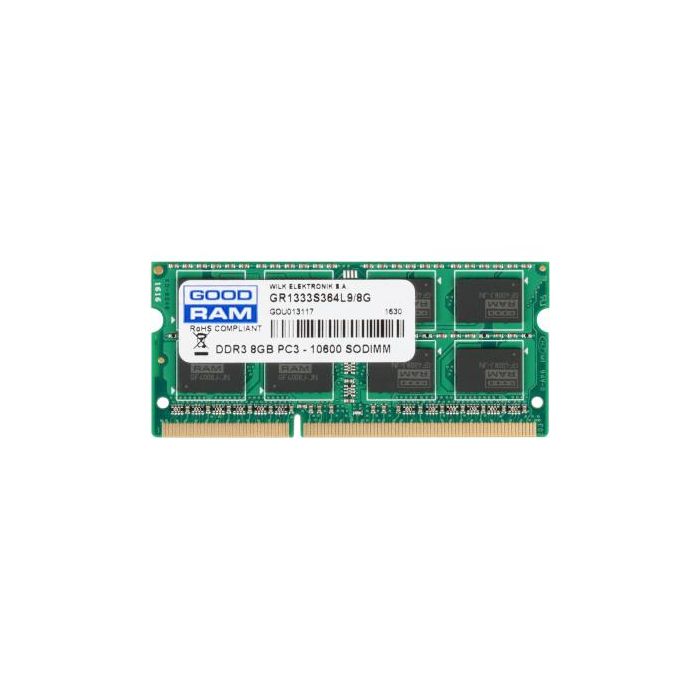 Модуль пам'яті для ноутбука SoDIMM DDR3 8GB 1333 MHz Goodram (GR1333S364L9/8G)