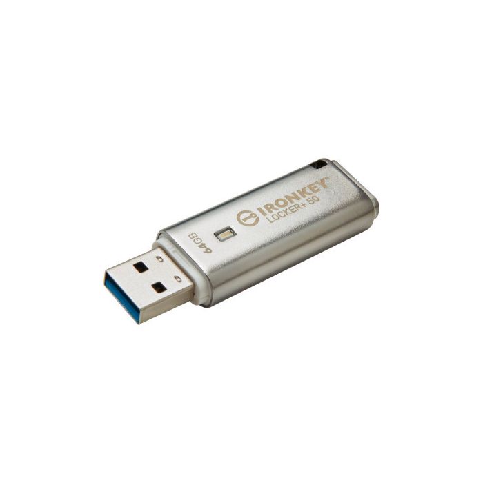 USB флеш накопичувач Kingston 64GB IronKey Locker Plus 50 AES Encrypted USB 3.2 (IKLP50/64GB)