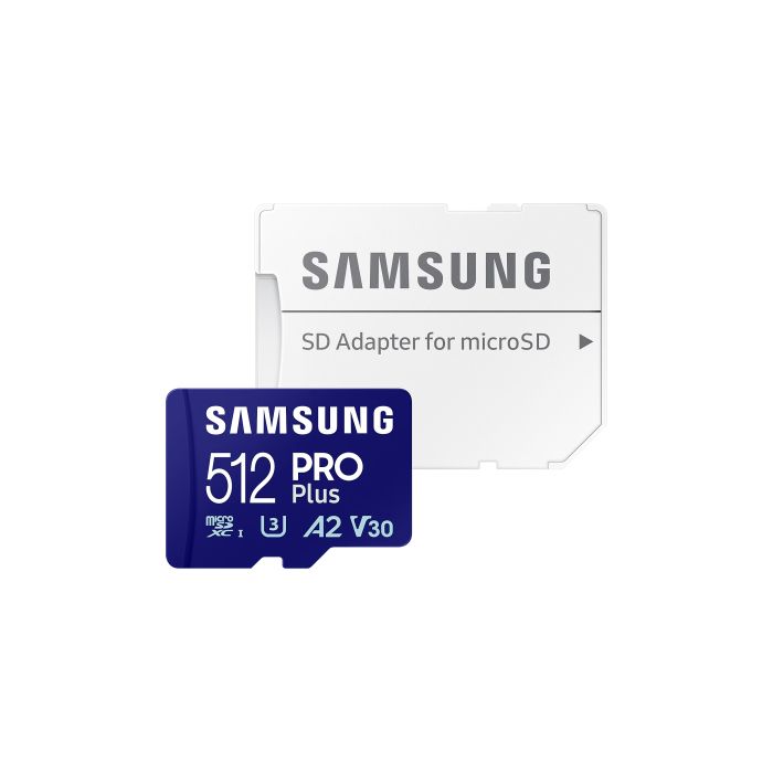 Карта пам'яті Samsung 512 GB microSDXC Pro Plus UHS-I U3 V30 A2 Class 10 + SD-adap (MB-MD512SA/EU)