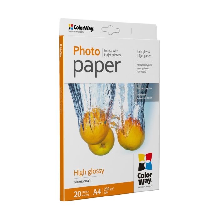 Фотопапір ColorWay A4 230г Glossy 20ст (PG230020A4)