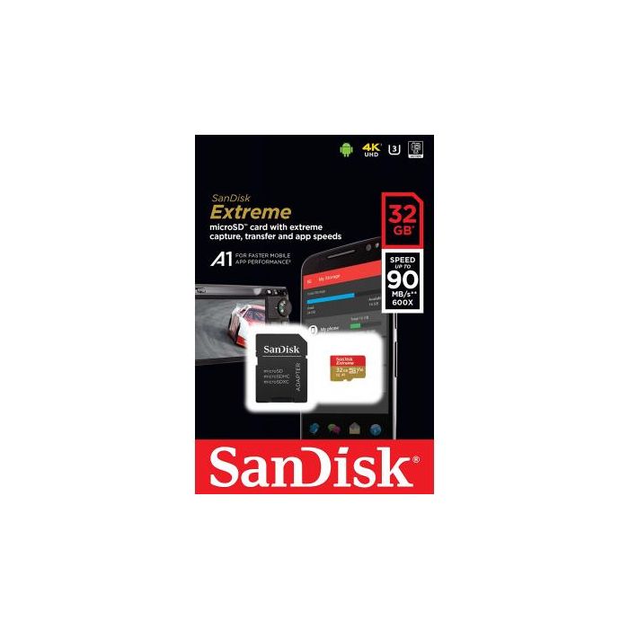 Карта пам'яті SanDisk 32GB microSDHC V30 A1 UHS-I U3 4K Extreme (SDSQXAF-032G-GN6MA)