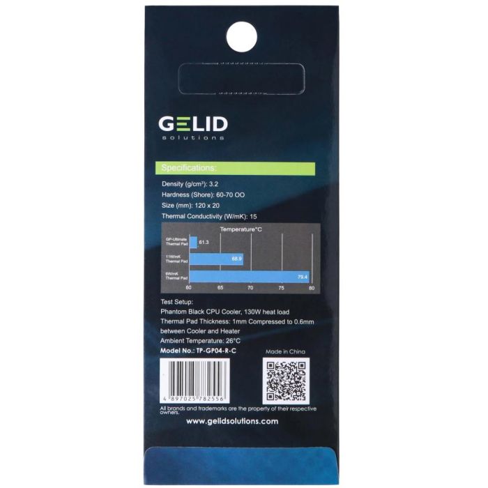Термопрокладка Gelid Solutions GP-Ultimate Thermal Pad 120x20x0.5 mm (TP-GP04-R-A)