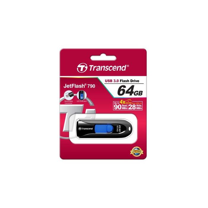 USB флеш накопичувач Transcend 64GB JetFlash 790 USB 3.0 (TS64GJF790K)