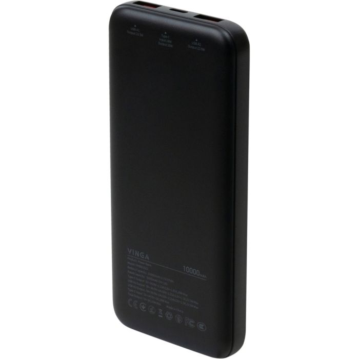 Батарея універсальна Vinga 10000 mAh 22.5W Display Black (VPBB1022)