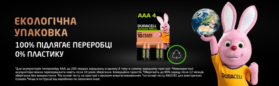 Акумулятор Duracell AAA HR03 900mAh * 4 (5005015)
