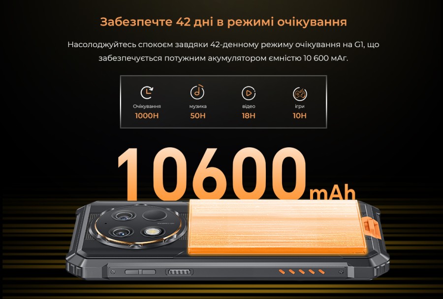 Мобільний телефон OUKITEL G1 6/256GB Black (6931940757874)