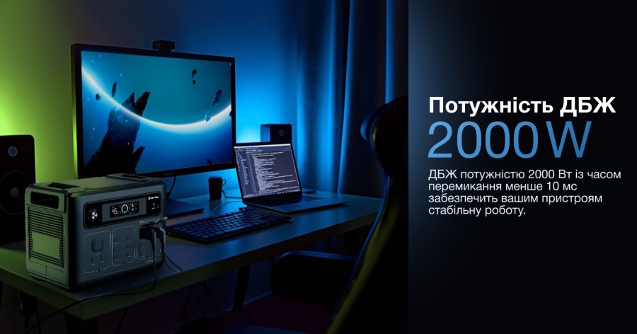 Зарядна станція ColorWay 2400W, 2048Wh (CW-PR-2K2W-01)