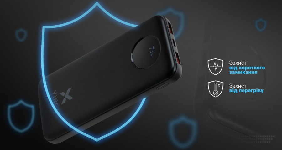 Батарея універсальна Vinga 10000 mAh 22.5W Display Black (VPBB1022)