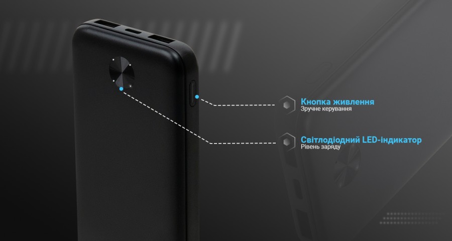 Батарея універсальна Vinga 10000 mAh 10W Black (VPBB10)