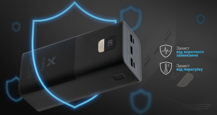 Батарея універсальна Vinga 40000 mAh 22.5W Display Black (VPBB4022)