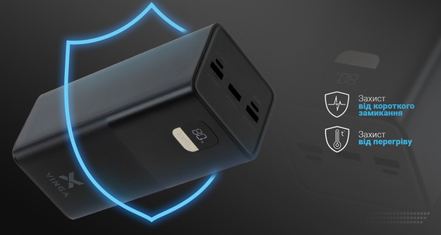 Батарея універсальна Vinga 50000 mAh 22.5W Display Black (VPBB5022)
