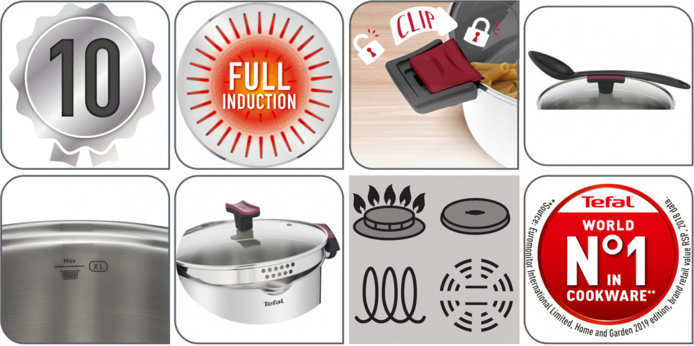 Набір посуду Tefal Cook&Clip, 10 предметів (G723SA74)