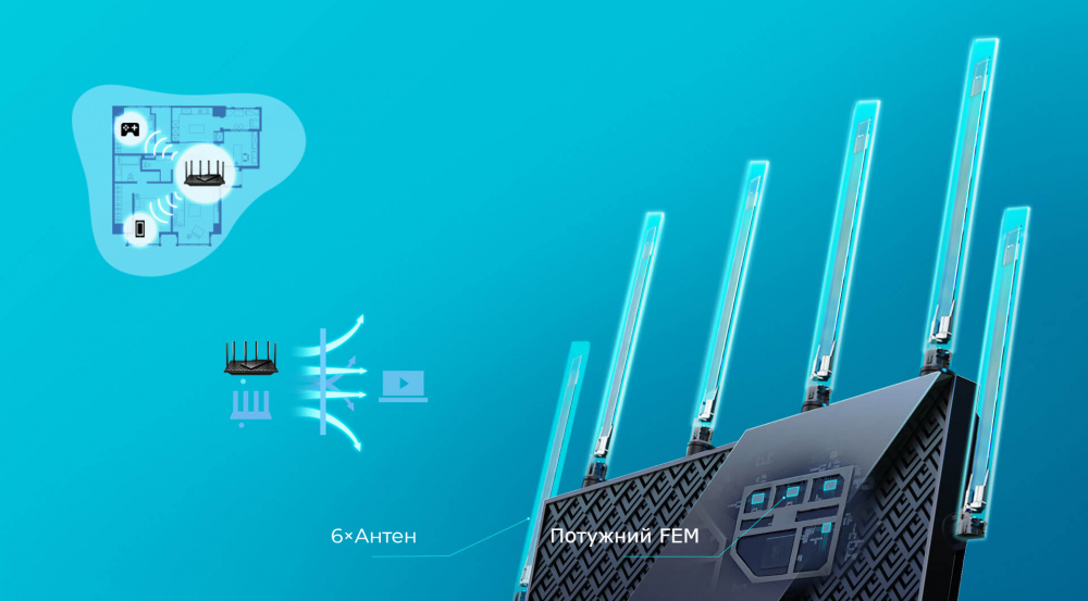 Маршрутизатор TP-LINK ARCHER AX72 AX5400 4xGE LAN 1xGE WAN USB 3.0 MU-MIMO OFDMA