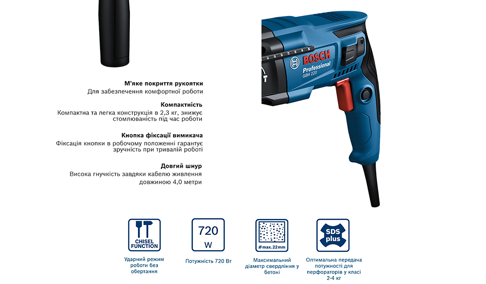 Перфоратор Bosch GBH 220 Professional (06112A6020)